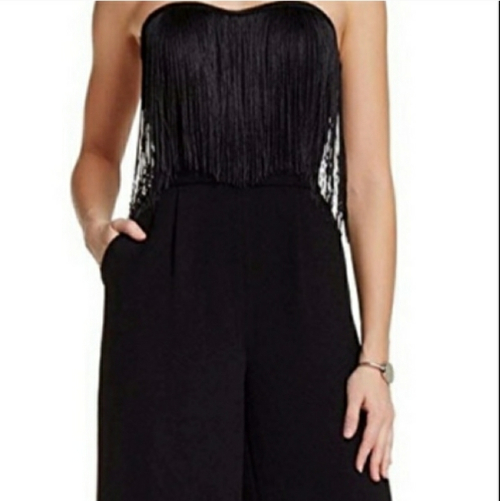 Jessica Simpson Black Fringe Front Jumpsuit S